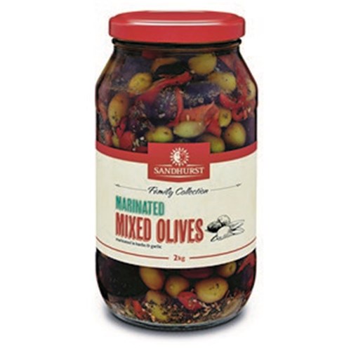 OLIVES MIXED MARINATED GLASS JAR 2KG