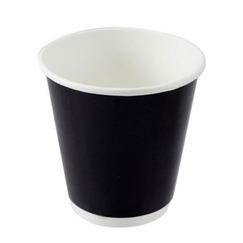 BLACK CUPS DOUBLE WALL 8OZ/25